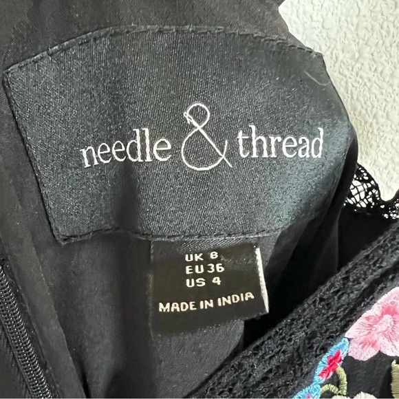 NWOT Needle And Thread Flower Foliage Playsuit Sleeveless Romper Black Multi 4 - Picture 7 of 12